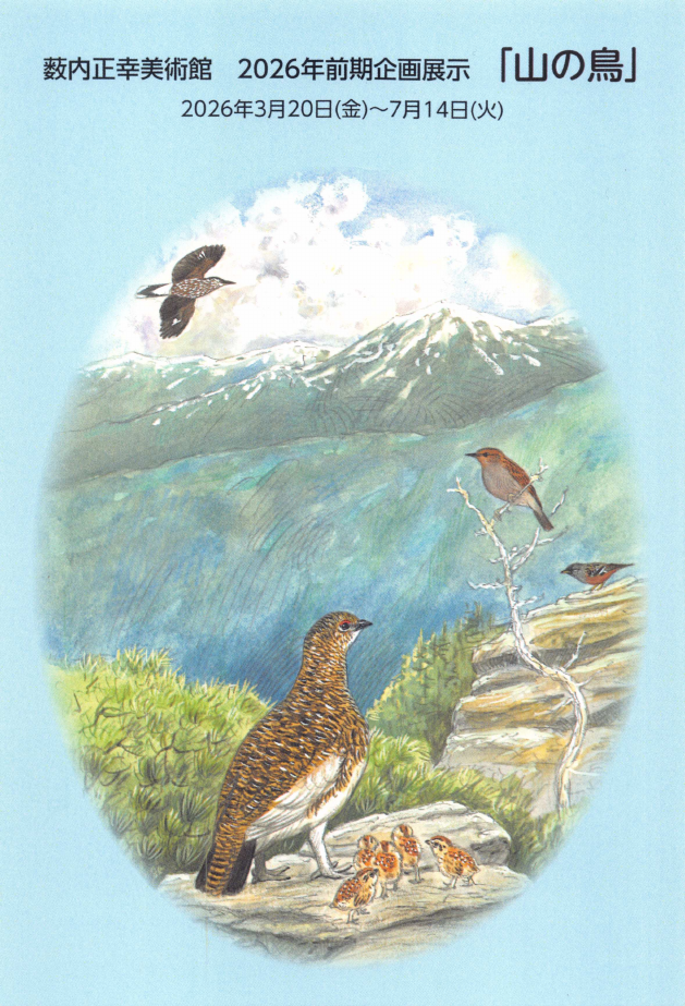 最新の企画展DM「「山の鳥」」の表面